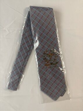 Dion Gray Tie with Blue/Red Windowpane Check - 100% Silk